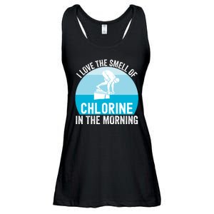 Try I Love The Smell Of Chlorine In The Morning Swimming Funny Swimmer Ladies Essential Flowy Tank