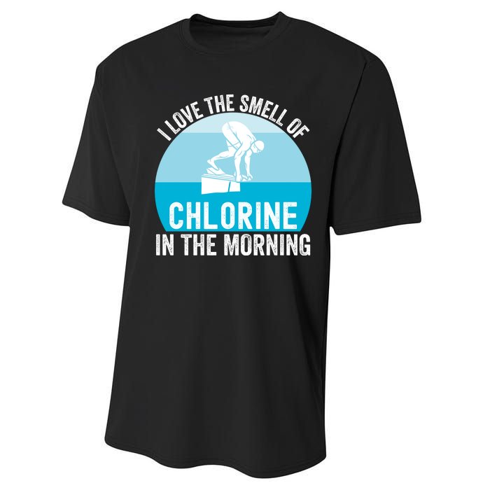 Try I Love The Smell Of Chlorine In The Morning Swimming Funny Swimmer Performance Sprint T-Shirt