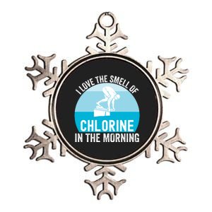 Try I Love The Smell Of Chlorine In The Morning Swimming Funny Swimmer Metallic Star Ornament