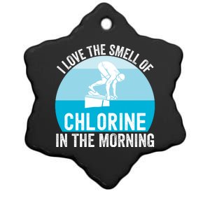 Try I Love The Smell Of Chlorine In The Morning Swimming Funny Swimmer Ceramic Star Ornament