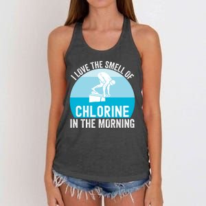 Try I Love The Smell Of Chlorine In The Morning Swimming Funny Swimmer Women's Knotted Racerback Tank