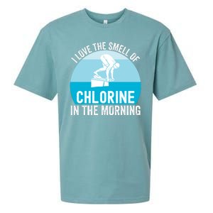 Try I Love The Smell Of Chlorine In The Morning Swimming Funny Swimmer Sueded Cloud Jersey T-Shirt