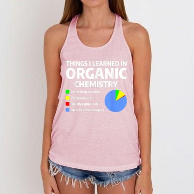 Things I Learned In Organic Chemistry Science Chemist Women's Knotted Racerback Tank