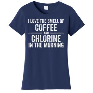 Try I Love The Smell Of Coffee And Chlorine In The Morning Swimming Swimmer Women's T-Shirt