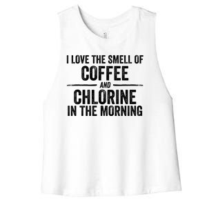 Try I Love The Smell Of Coffee And Chlorine In The Morning Swimming Swimmer Women's Racerback Cropped Tank