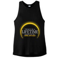 Twice In Lifetime 2024 Solar Eclipse Ladies PosiCharge Tri-Blend Wicking Tank