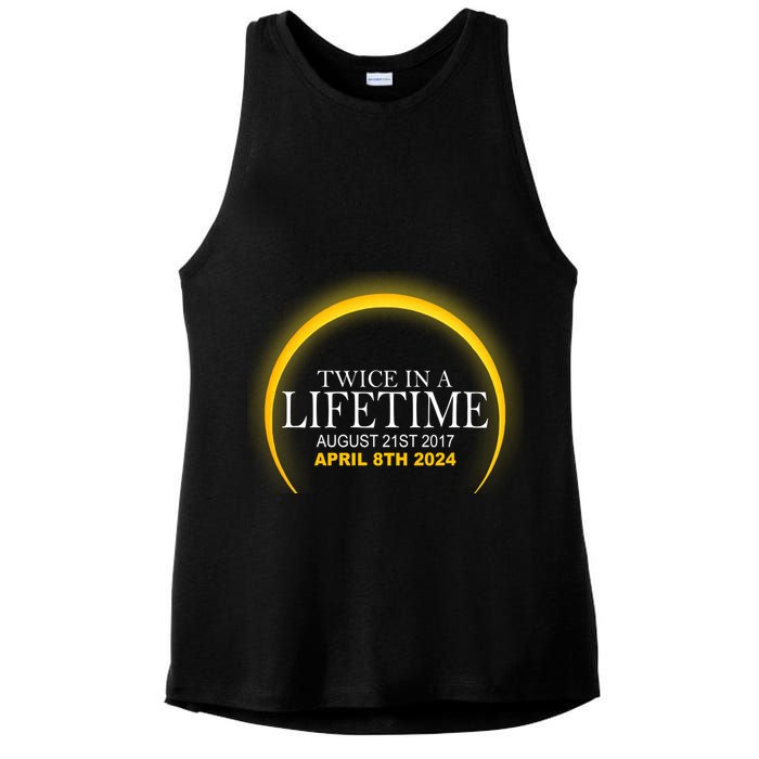 Twice In Lifetime 2024 Solar Eclipse Ladies PosiCharge Tri-Blend Wicking Tank