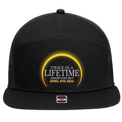Twice In Lifetime 2024 Solar Eclipse 7 Panel Mesh Trucker Snapback Hat
