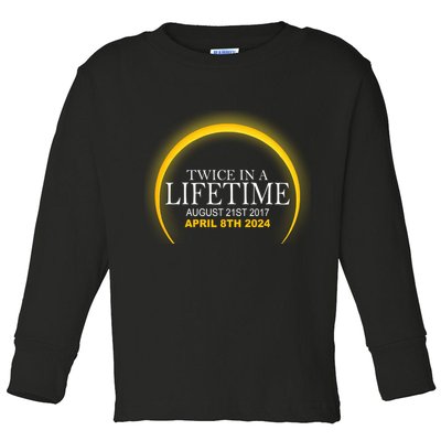 Twice In Lifetime 2024 Solar Eclipse Toddler Long Sleeve Shirt