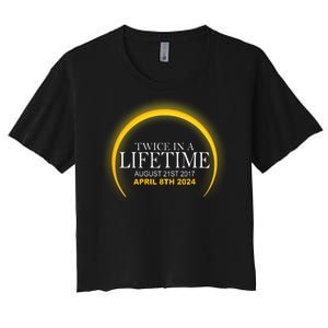 Twice In Lifetime 2024 Solar Eclipse Women's Crop Top Tee