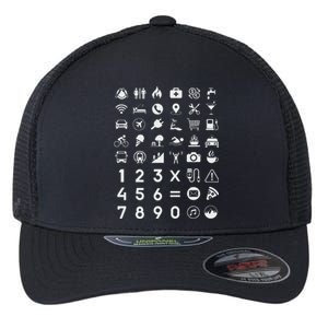 Travel Icon Language Translation Guide Design Flexfit Unipanel Trucker Cap