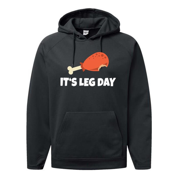 Turkey ItS Leg Day Thanksgiving Workout Performance Fleece Hoodie