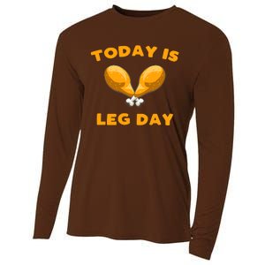 Today is Leg Day Thanksgiving Funny Turkey Trot Gift Cooling Performance Long Sleeve Crew