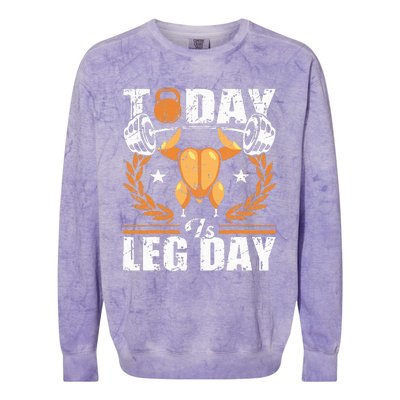 Today Is Leg Day Unique Thanksgiving Turkey Workout Colorblast Crewneck Sweatshirt