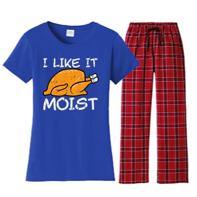 Turkey I Like It Moist Funny Thanksgiving Women's Flannel Pajama Set