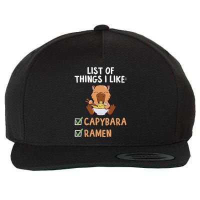 Things I Like Capybara Lover Capybara Girl Capybara Boy Wool Snapback Cap