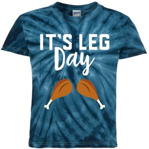 Turkey It's Leg Day Workout Gift Funny Thanksgiving Kids Tie-Dye T-Shirt