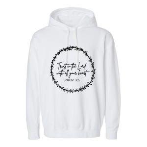 Trust In Lord Easter Christian All Your Heart Floral Cross Garment-Dyed Fleece Hoodie