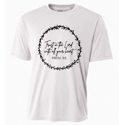 Trust In Lord Easter Christian All Your Heart Floral Cross Cooling Performance Crew T-Shirt