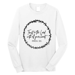 Trust In Lord Easter Christian All Your Heart Floral Cross Long Sleeve Shirt