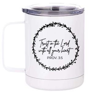 Trust In Lord Easter Christian All Your Heart Floral Cross 12 oz Stainless Steel Tumbler Cup