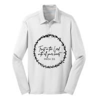 Trust In Lord Easter Christian All Your Heart Floral Cross Silk Touch Performance Long Sleeve Polo