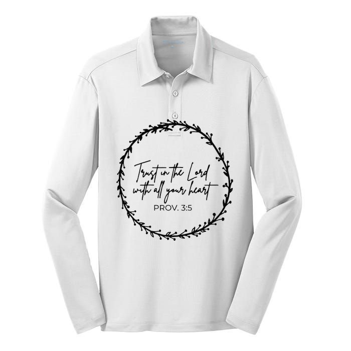 Trust In Lord Easter Christian All Your Heart Floral Cross Silk Touch Performance Long Sleeve Polo