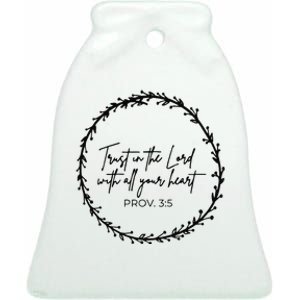 Trust In Lord Easter Christian All Your Heart Floral Cross Ceramic Bell Ornament