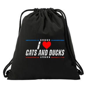 Trump I Love Cats And Ducks Funny Drawstring Bag