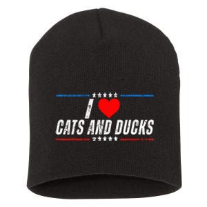 Trump I Love Cats And Ducks Funny Short Acrylic Beanie