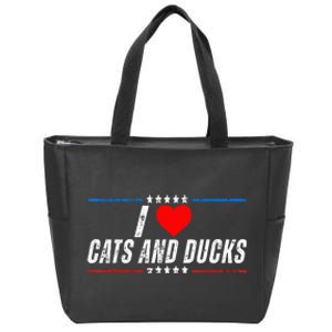 Trump I Love Cats And Ducks Funny Zip Tote Bag