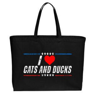 Trump I Love Cats And Ducks Funny Cotton Canvas Jumbo Tote