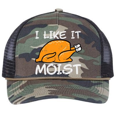 Turkey I Like It Moist Funny Thanksgiving Retro Rope Trucker Hat Cap