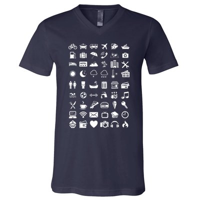 Travel Icon Language Travelling V-Neck T-Shirt