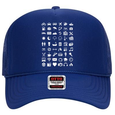 Travel Icon Language Travelling High Crown Mesh Back Trucker Hat