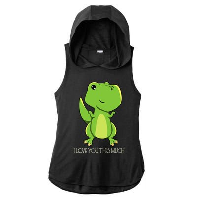 TRex I Love You This Much Kawaii Anime Japanese Ladies PosiCharge Tri-Blend Wicking Draft Hoodie Tank