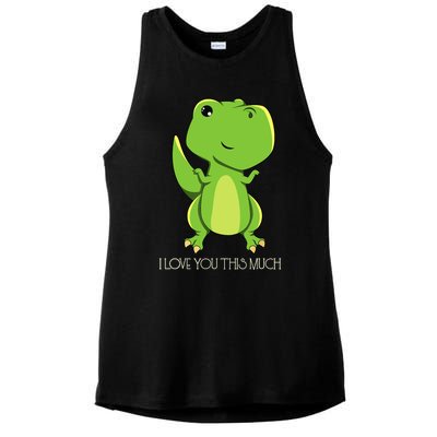 TRex I Love You This Much Kawaii Anime Japanese Ladies PosiCharge Tri-Blend Wicking Tank