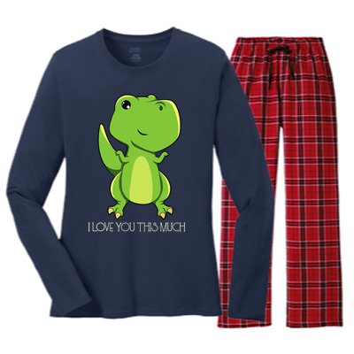 TRex I Love You This Much Kawaii Anime Japanese Women's Long Sleeve Flannel Pajama Set 