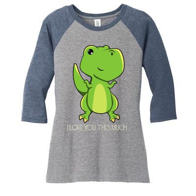 TRex I Love You This Much Kawaii Anime Japanese Women's Tri-Blend 3/4-Sleeve Raglan Shirt