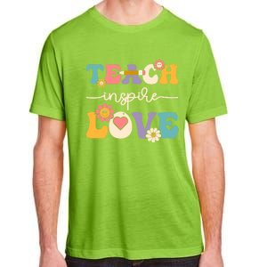 Teach Inspire Love Groovy Preschool Kindergarten Teacher Gift Adult ChromaSoft Performance T-Shirt