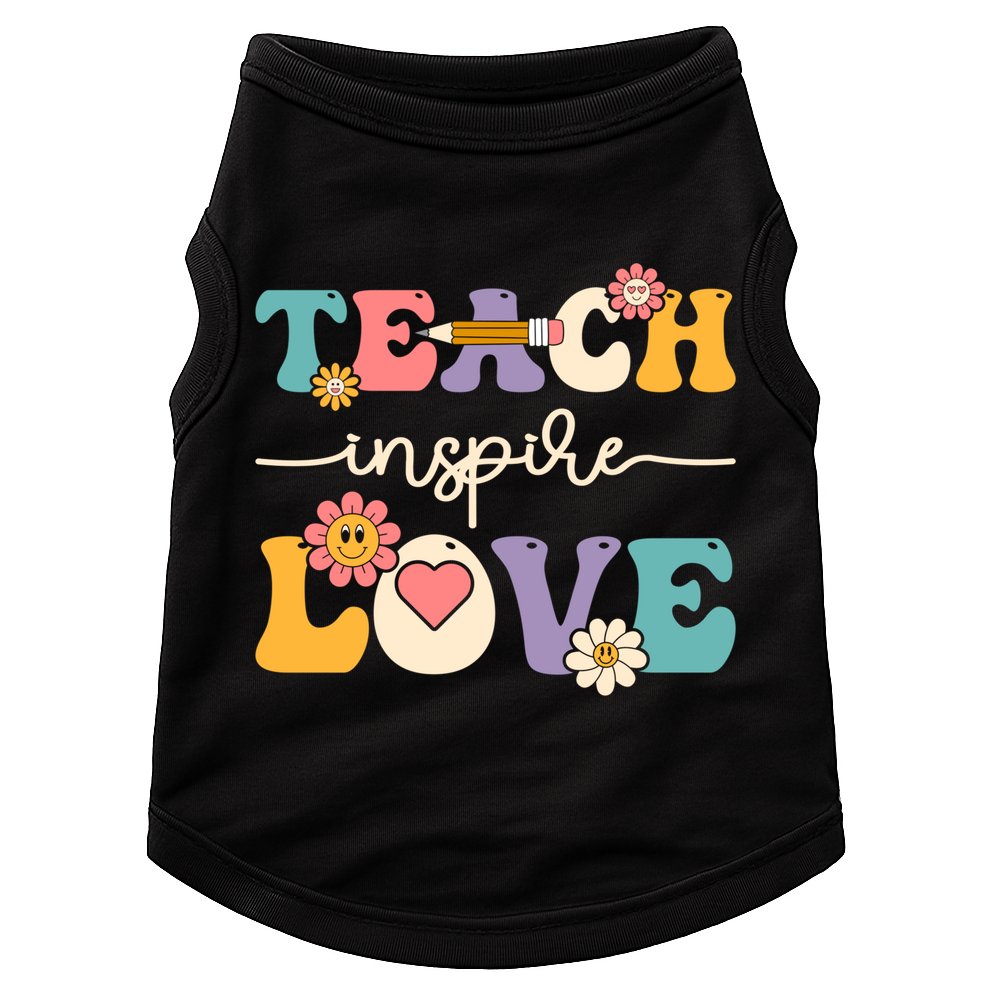 Teach Inspire Love Groovy Preschool Kindergarten Teacher Gift Doggie Tank