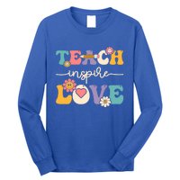 Teach Inspire Love Groovy Preschool Kindergarten Teacher Gift Long Sleeve Shirt