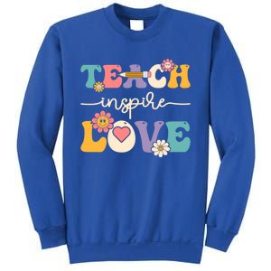 Teach Inspire Love Groovy Preschool Kindergarten Teacher Gift Sweatshirt