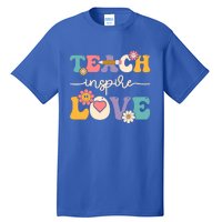 Teach Inspire Love Groovy Preschool Kindergarten Teacher Gift Tall T-Shirt