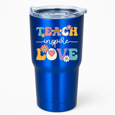 Teach Inspire Love Groovy Preschool Kindergarten Teacher Gift Tumbler