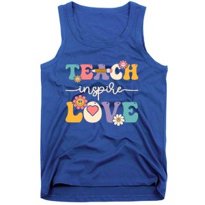 Teach Inspire Love Groovy Preschool Kindergarten Teacher Gift Tank Top