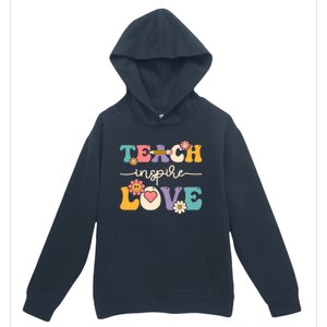 Teach Inspire Love Groovy Preschool Kindergarten Teacher Gift Urban Pullover Hoodie