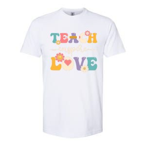 Teach Inspire Love Groovy Preschool Kindergarten Teacher Gift Softstyle CVC T-Shirt