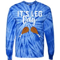 Turkey Its Leg Day Workout Gift Funny Thanksgiving Tie-Dye Long Sleeve Shirt