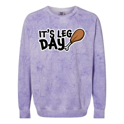 Turkey It's Leg Day Gift Workout Funny Thanksgiving Gift Colorblast Crewneck Sweatshirt